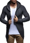 Leif Nelson Herren Sweatjacke mit Kapuze Slim Fit Basic LN-6301 Anthrazit/Schwarz (LN6301)