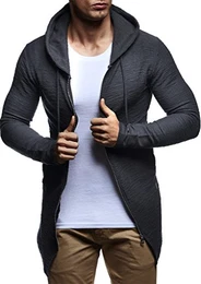 Herren Sweatjacke mit Kapuze Slim Fit Baumwolle-Anteil Basic Männer Hoodie-Cardigan Langarm Jungen Schwarze Kapuzenjacke für Winter Sommer LN6301 Anthrazit XX-Large