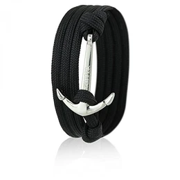 Anker-Armband mit Silbernem Anker für Damen und Herren - Schwarz 6636