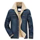 Jeansjacke Herren Winter Denim Jacket Gefütterte Jeans Jacke mit Fell Mantel Warme Winterjacke