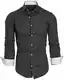 Amaci&Sons Herren Slim Fit Hemd Bügelleicht Business Freizeit Shirt 50002 Anthrazit M
