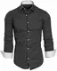 Amaci&Sons Herren Slim Fit Hemd Bügelleicht Business Freizeit Shirt 50002 Anthrazit S