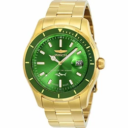 25812 Pro Diver Herren Uhr Edelstahl Quarz grünen Zifferblat