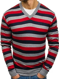 BOLF Herren Pullover V-Ausschnitt Gemustert Täglicher Stil New LINE V1-B Mehrfarbig M [5E5]