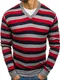 BOLF Herren Pullover V-Ausschnitt Gemustert Täglicher Stil New LINE V1-B Mehrfarbig M [5E5]