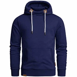 Herren High Neck Kapuzenpullover Sweatjacke Pullover Hoodie Sweatshirt 4024 Navyblau XXL
