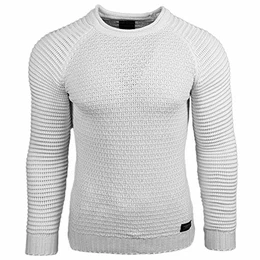 Strickpullover Pullover Unifarben RN-13318, Größe:M, Farbe:Weiß