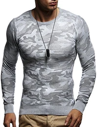 Herren dünner Strick-Pullover Rundhals-Ausschnitt Slim Fit Winter Sommer Moderner Männer Winterpullover Wollpullover Langarm Crew Neck Feinstrick LN1510 Grau X-Large