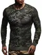 Leif Nelson Herren dünner Strick-Pullover Rundhals-Ausschnitt Slim Fit Winter Sommer Moderner Männer Winterpullover Wollpullover Langarm Crew Neck Feinstrick LN1510 Khaki Medium