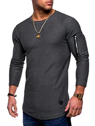 Herren Oversize Sweatshirt Pullover Hoodie MT-7310 [Dunkelgrau, M]