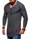 MT Styles Herren V-Pullover Oversize Basic Feinstrick Hoodie MT-7313 [Dunkelgrau, M]