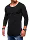 Rello & Reese Herren Oversize Longsleeve Crew Neck Sweatshirt T-Shirt MT-7315 [Schwarz, L]
