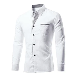 Rmine Herren Langarm Hemd Bügelleicht für Freizeit Business M-4XL (Weiß, Medium)
