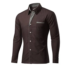 Rmine Herren Langarm Hemd Bügelleicht für Freizeit Business M-4XL (Braun, M)