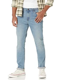 Herren Jeans aus Komfortablem Stretch, Schmale Passform (Früher Goodthreads), Hellblau, 36W / 30L
