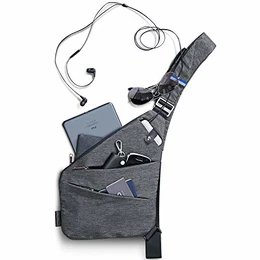 NIID-FINO Sling Rucksack Crossbody Umhängetaschen Brusttasche Herren Schultertaschen für Herren Multipurpose Daypack Anti-Diebstahl & Wasserresistent (Grau, Rechte Hand)