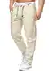 Indicode Herren Veneto Stoffhose aus 55% Leinen & 45% Baumwolle m. 4 Taschen   Lange sportliche Regular Fit Hose Moderne Baumwollhose Leinenhose Bequeme Freizeithose f. Männer Fog M