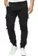 Indicode Herren August Cargohose aus Baumwolle mit 6 Taschen Lange Regular Fit Cargo Chino Hose Baumwollhose, M, Schwarz