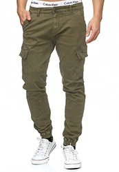 Indicode Herren Cargohose August Dunkelgrün/Khaki