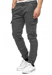 Herren August Cargohose aus Baumwolle mit 6 Taschen Cargo Chino Hose f. Männer Raven M