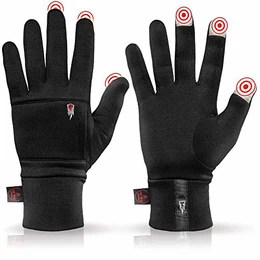 – Polartec Liner - Warme Touchscreen Handschuhe für Damen & Herren - Premium Qualität - Winterhandschuhe schwarz - Fahrradhandschuhe & Laufhandschuhe - Größe 9