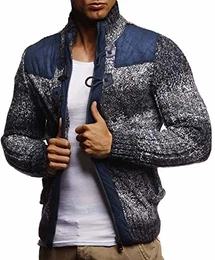 Herren Strickjacke Pullover Hoodie Sweatshirt Longsleeve Winterjacke Pulli Sweater Langarm LN20739; Größe M, Dunkel Blau