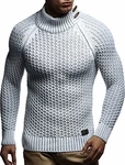 Leif Nelson Herren Pullover Rollkragen Slim Fit LN5295 Schwarz/Ecru/Grau (LN5295)