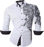 Sportrendy Herren Freizeit Hemden Slim Button Down Long Sleeves Dress Shirts Tops Weiß (JZS048)