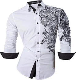 Herren Freizeit Hemden Slim Button Down Long Sleeves Dress Shirts Tops JZS048 White M