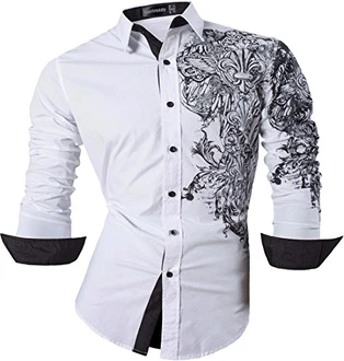 Sportrendy Herren Freizeit Hemden Slim Button Down Long Sleeves Dress Shirts Tops Weiß (JZS048)