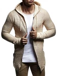 Leif Nelson Herren Sweatjacke mit Kapuze Slim Fit Basic LN-6301 Schwarz/Beige (LN-6301) Leif Nelson Herren Sweatjacke mit Kapuze Slim Fit Basic LN-6301 Schwarz/Beige (LN-6301)
