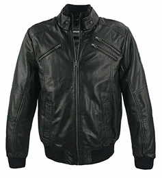 - Herren Lederjacke Bomberjacke Lammnappa schwarz Größe 54