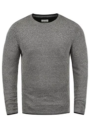 Odin Herren Strickpullover Feinstrick Pullover Mit Rundhals Aus 100% Baumwolle, Größe:M, Farbe:Pewter Mix (70817)