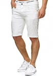 Indicode Herren Caden Jeans Shorts mit 5 Taschen Offwhite