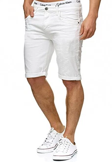 Indicode Herren Caden Jeans Shorts mit 5 Taschen Offwhite
