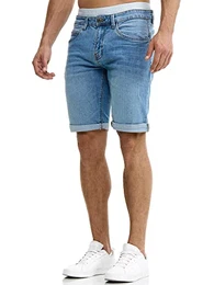 Herren Caden Jeans Shorts mit 5 Taschen Herrenshorts Used Look für Männer Blue Wash M