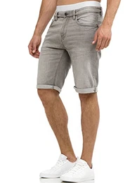 Herren Caden Jeans Shorts mit 5 Taschen Herrenshorts Used Look für Männer Lt Grey M