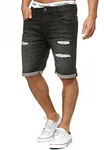 Indicode Herren Caden Jeans Shorts mit 5 Taschen Black