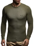 Leif Nelson Herren Strick-Pullover Rundhals Slim Fit LN1545 Khaki (LN1545) Leif Nelson Herren Strick-Pullover Rundhals Slim Fit LN1545 Khaki (LN1545)