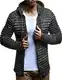 Leif Nelson Strickjacke Herren mit Kapuze & Reissverschluss (Schwarz, Größe M) - Strick Sweatjacke Männer Cardigan für Winter Baumwolle