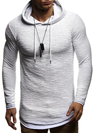 Herren Kapuzenpullover Slim Fit Baumwolle-Anteil Moderner weißer Herren Hoodie-Sweatshirt-Pulli Langarm Herren schwarzer Pullover-Shirt mit Kapuze LN8120 Grau Medium