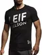 Leif Nelson Gym Herren Fitness T-Shirt Slim Fit Moderner Männer Bodybuilder Trainingsshirt Kurzarm Top Herren Sport T-Shirt - Bekleidung für Bodybuilding Training LN8043 Schwarz-Grau Medium