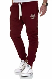 Amaci&Sons Herren Jogginghose Sporthose Sweatpants Jogger Trainingshose 20002 Bordeaux M