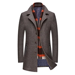 Mirecoo Herren Wollmantel Kurzmantel Winter Jacke Business Kaffeebraun