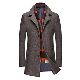 Herren warm Wollmantel Kurzmantel Winter Jacke Business- Gr. M, Kaffeebraun 1
