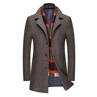Mirecoo Herren Wollmantel Kurzmantel Winter Jacke Business Kaffeebraun