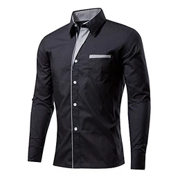 Rmine Herren Langarm Hemd Bügelleicht für Freizeit Business M-4XL (Schwarz, M)