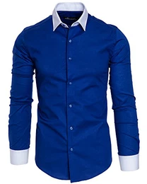 Herren Slim Fit Hemd Bügelleicht Business Freizeit Shirt 50004 Royalblau M