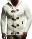 Leif Nelson Herren Strick-Jacke mit Kapuze Slim Fit Grobstrick Moderner schwarzer Herren Hoodie-Sweatjacke-Winterjacke Langarm Grobstrick LN5380 Ecru 5380 Medium