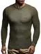 Leif Nelson Herren dünner Strick-Pullover Rundhals-Ausschnitt Slim Fit Winter Sommer Moderner Männer Winterpullover Wollpullover Langarm Crew Neck Feinstrick LN1545 Khaki Medium